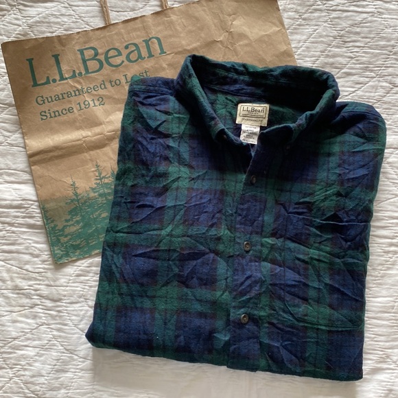 LL Bean Scotch Plaid Flannel Shirt - Picture 12 of 12